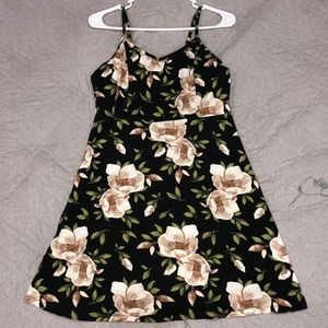 Black flower print dress